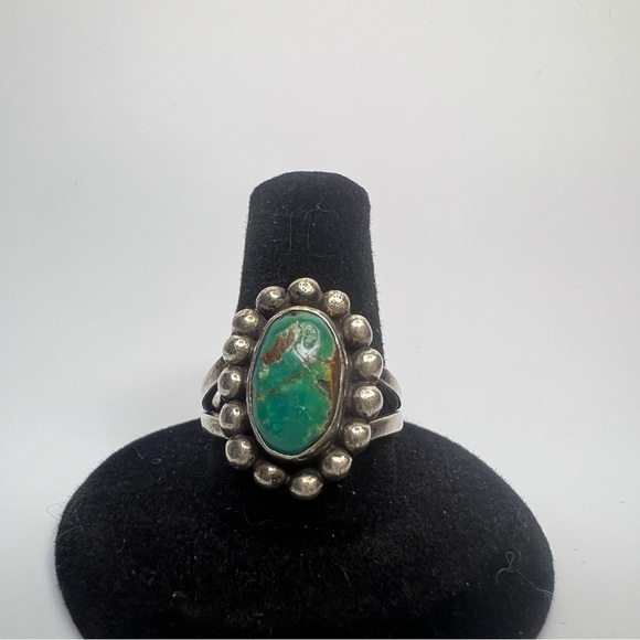 Jewelry - Vintage Navajo Sterling Silver 925 Ring with Green Turquoise, Old Pawn